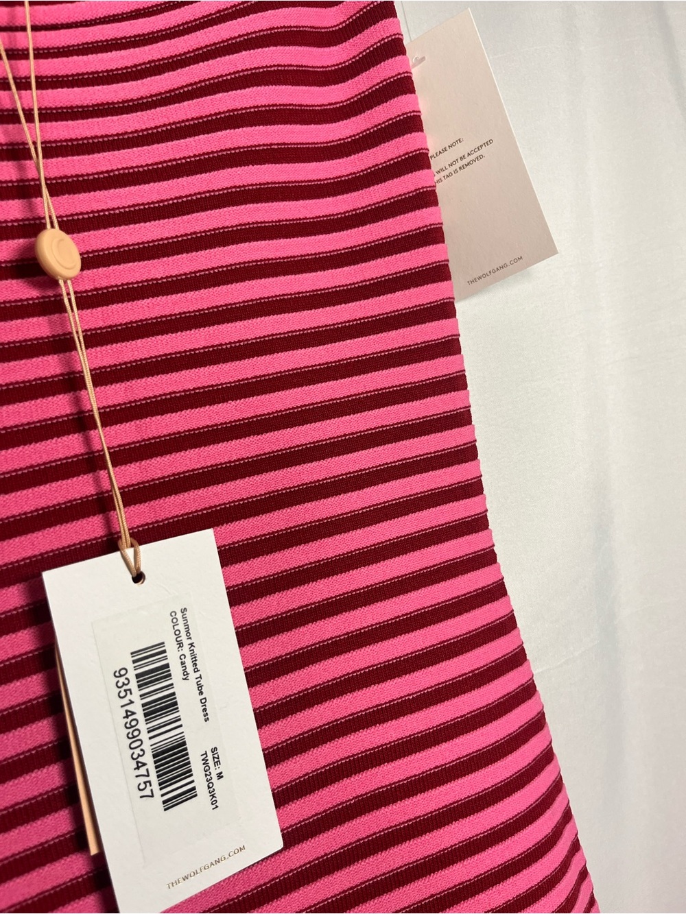 The wolf gang NWT sunmor knit striped tube maxi dress color candy sz m - Picture 4 of 8